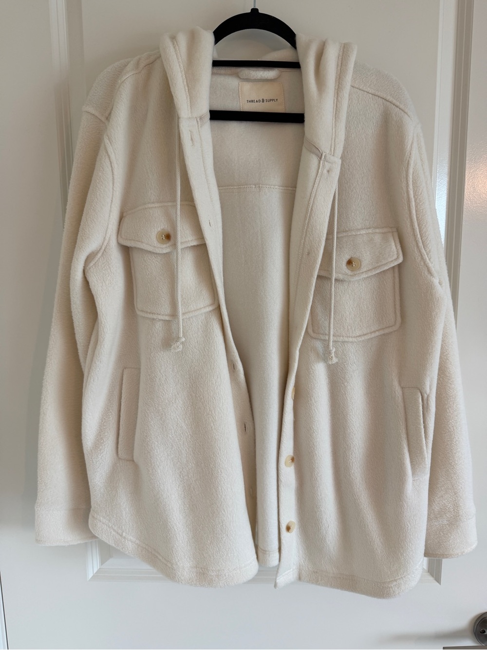 Thread & Supply Off-White Hooded Teddy Jacket